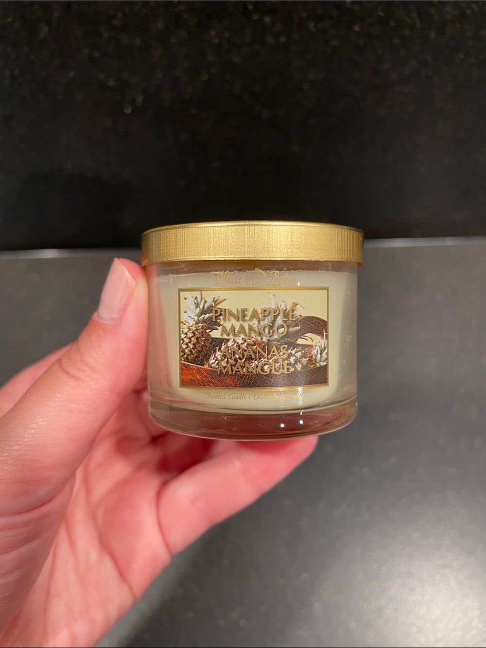 Bath & Body Works White Barn Pineapple Mango Small Jar Candle with Gold Lid